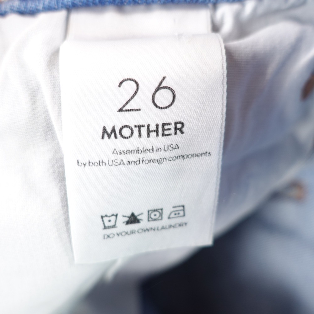 Mother The Dutchie Chew Short Women 28 Blue Floral Embroidered Distressed Denim - Picture 6 of 10